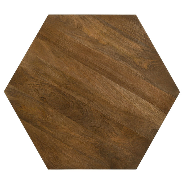 English Elm Athena Handcrafted Hexagonal Mango Wood Coffee Table with Sculpted Facets, Natural Organic Finish B062P333447