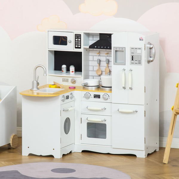 English Elm Qaba Corner Play Kitchen Set with Sound Effects Realistic Appliances Mdf Construction W2225P217656