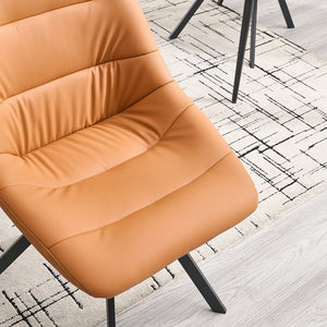 English Elm Dining Thickened Fabric Chair Set of 2 with Metal Legs — Cozy Modern Bar-Style Seating for Kitchen and Dining Spaces Brown W1249P243513