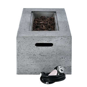 English Elm U_style Rectangular Outdoor Propane Fire Pit Mgo Set with Tank Cover Table Grey WY000498AAE
