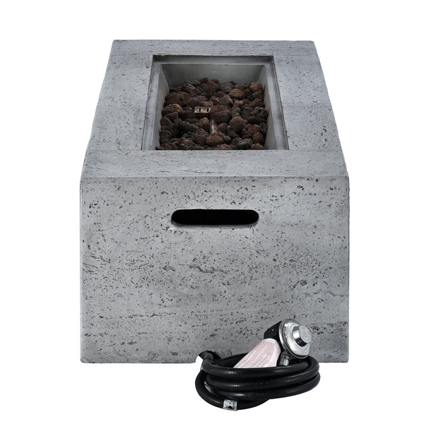 English Elm U_style Rectangular Outdoor Propane Fire Pit Mgo Set with Tank Cover Table Grey WY000498AAE