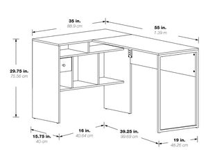 OSP Home Furnishings Hagney Lane L-Shaped Desk Farm Oak