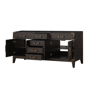 English Elm Brown Oak Double Bath Vanity - Elegant 72" W Design With Ample Storage & Soft-Close Features B2731P259878