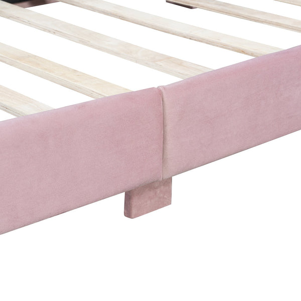 English Elm Twin Velvet Daybed with Sculptural Rabbit Ear Headboard for Kids or Guest Rooms Pink N737P380205H