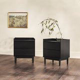 20" Solid Wood 2-Drawer Nightstand - Set of 2 Black LEEB4CBL-2PK Walker Edison