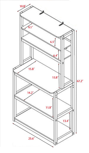 English Elm 23.62" Bakers Rack for Kitchen with 5-Tier Storage, Coffee Bar Station, Microwave Stand, Durable Design White+Black W1412P230430
