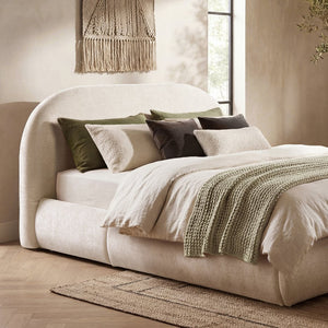 English Elm Archie Puffy Arch Headboard Queen Platform Bed Chenille Upholstered Minimalist Frame B2719P479035