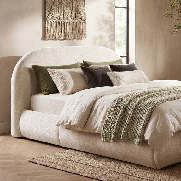 English Elm Archie Puffy Arch Headboard Queen Platform Bed Chenille Upholstered Minimalist Frame B2719P479035