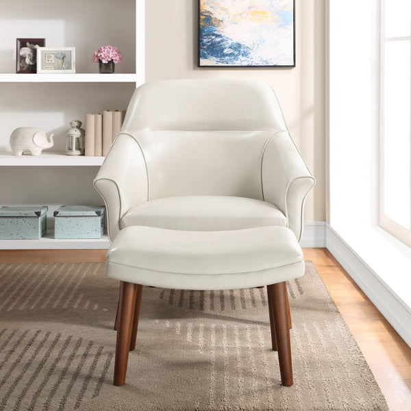OSP Home Furnishings Waneta Chair and Ottoman Cream