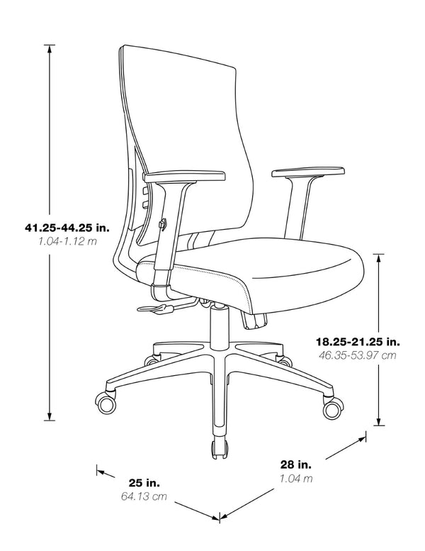 OSP Home Furnishings Vertical Mesh Back Office Chair with Lumbar Support Faux Leather Seat and Synchro Tilt EM60930-B