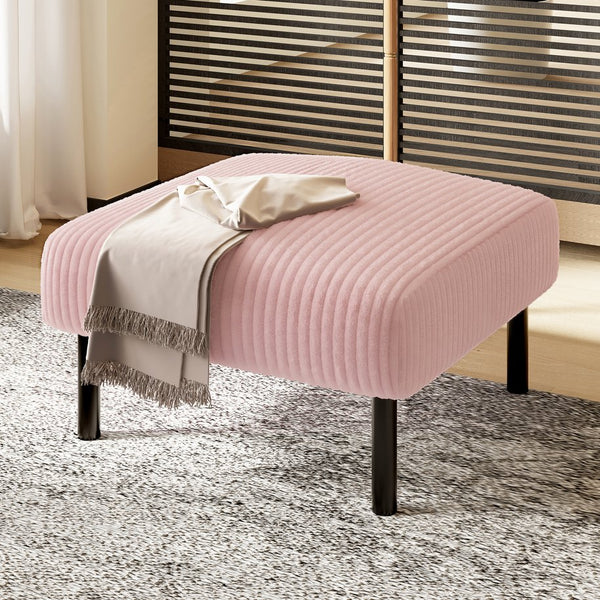 English Elm UNITED Corduroy Ottoman Footstool with Sturdy Frame, Soft Padded Seat, Versatile Living Room Stool Pink W1568P307253
