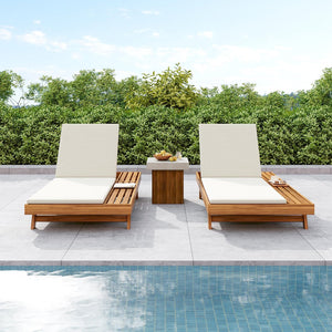 English Elm Christopher Knight Home® - Lounge Chaise Set - Stylish Acacia Wood, Water-Resistant Cushions, Adjustable Comfort For Outdoors! N770P253442T_N770P253018C
