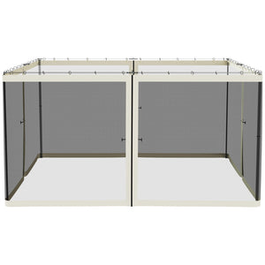English Elm Outsunny 13' X 13' Mesh Sidewall Set For Gazebos & Canopy Tents - Cream Trim, Easy Install, Insect-Proof W2225P174244-GIGA