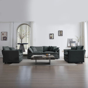 English Elm 3 Piece Sofa Set - Stylish Gray Chenille With Arm & Toss Pillows - Perfect For Small Living Spaces! W714S00980