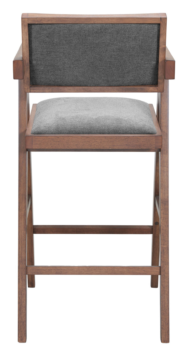 Zuo Modern Delhi Barstool Set Of 2 In Gray & Walnut - Stylish Modern Design For Chic Home Décor Solutions Gray 100% Polyester,Rubberwood 110494-zuo-modern