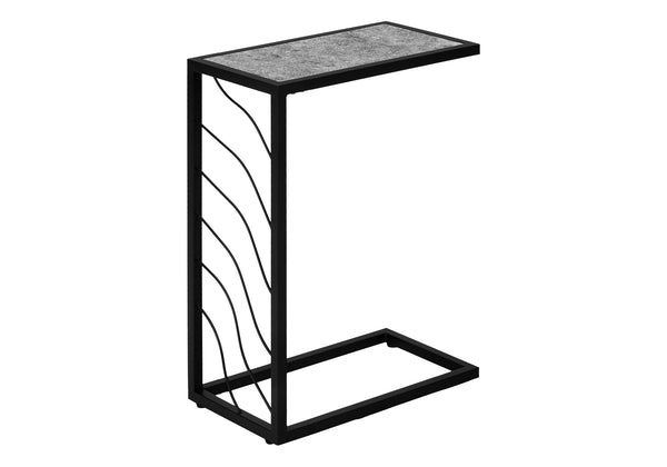 English Elm Accent Table, C-Shaped Design For Living Room And Bedroom, Grey Laminate Top With Black Metal Base B2710P219256