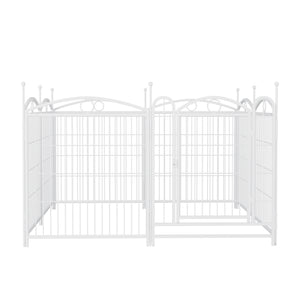 English Elm Dog Playpen 8 Panel Heavy Duty Iron Pet Fence Foldable Indoor Outdoor Exercise Pen White W368P234001