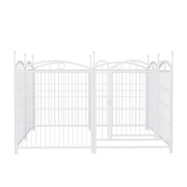 English Elm Dog Playpen 8 Panel Heavy Duty Iron Pet Fence Foldable Indoor Outdoor Exercise Pen White W368P234001