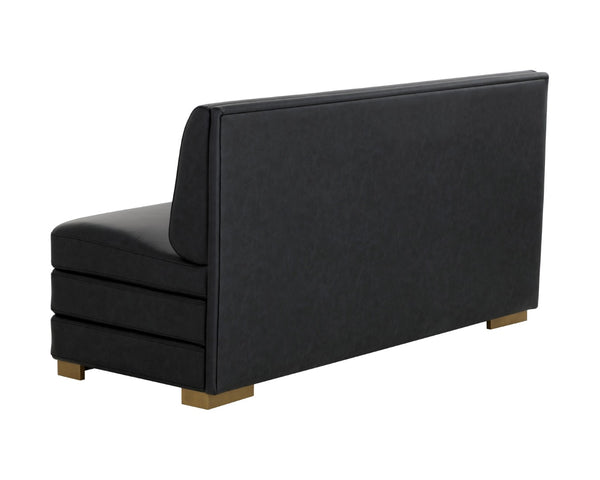 Sunpan RADCLIFF Banquette - Luxe Bravo Black Faux Leather Seating with Gold Stainless Steel Legs, Modern Design 112023