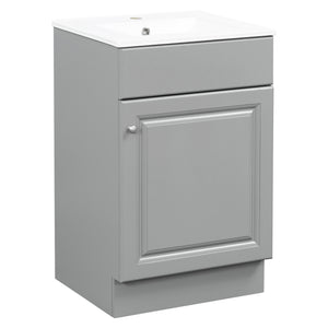 English Elm [video] 20 Inch Freestanding Bathroom Vanity with Ceramic Sink Soft Close Cabinet Gray N759P237946E