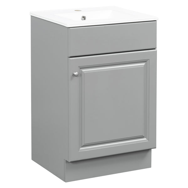 English Elm [video] 20 Inch Freestanding Bathroom Vanity with Ceramic Sink Soft Close Cabinet Gray N759P237946E