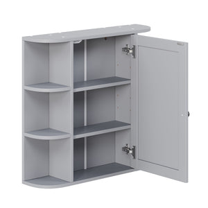 English Elm Bathroom Wall Cabinet with Mirror Door Open Shelving and Adjustable Interior Storage Gray N817P375228G