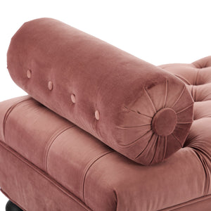 English Elm Modern Tufted Velvet Bench with Gourd Legs and Pillows for Bedroom Entryway Pink N761P335807H