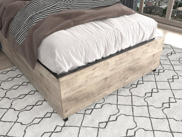 English Elm Twin Bed Frame with Storage Headboard, USB Charging, RGB LED Lights, 4 Drawers, Sturdy Gray Wash W2129P272269
