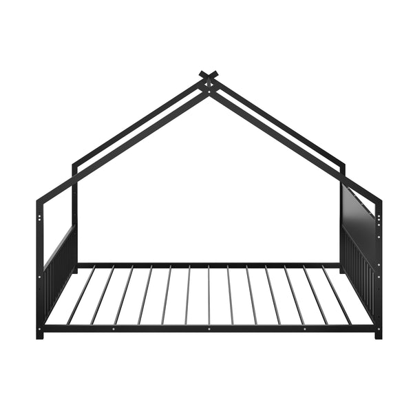 English Elm Twin House Bed Frame with Led Lights Iron Slats Low Profile Kids Bedroom W1820P234582