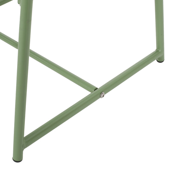 English Elm Kincaid Outdoor Iron Mesh Conversation Set Rust Resistant Patio Chairs with Side Table Matte Green N775P392159G