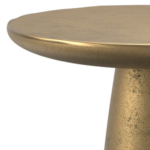 English Elm Dominique Hand-Finished Cast Aluminum Side Table in Antique Brass Finish, 22" Round, Versatile Accent Piece B136P239035