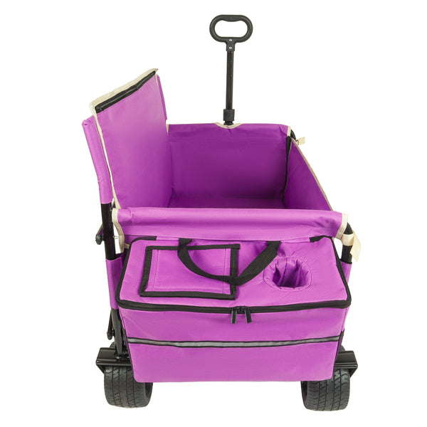 English Elm 3-in-1 Convertible Folding Wagon with 500lb Steel Frame and All-terrain Swivel Wheels Purple W2932P390459