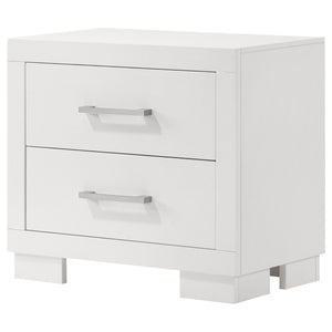 English Elm Copper Elegant White Rectangular Nightstand with 2 Soft-Close Drawers and Sleek Bar Handles, 23" H B062P333433