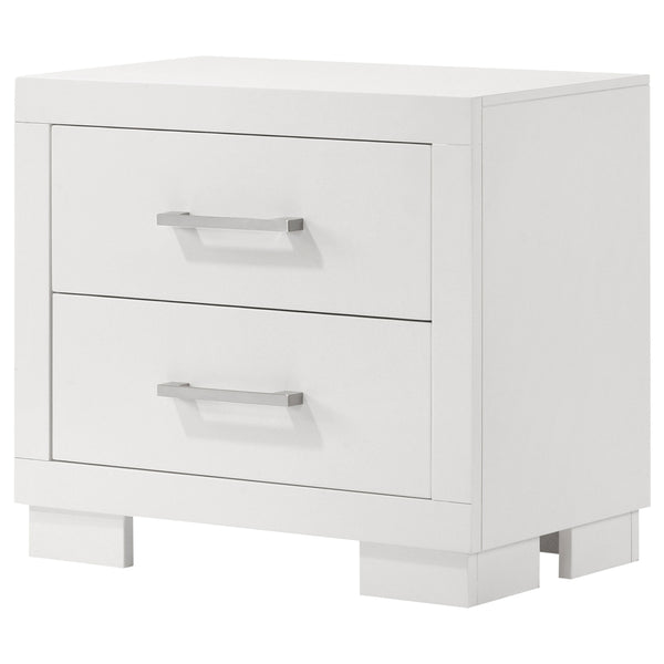 English Elm Copper Elegant White Rectangular Nightstand with 2 Soft-Close Drawers and Sleek Bar Handles, 23" H B062P333433