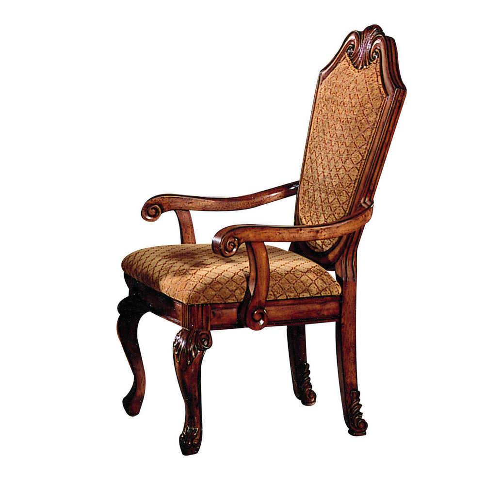 English Elm Chateau De Ville French Provincial Arm Chairs Queen Anne Legs Fabric Upholstery Set B2726P442798