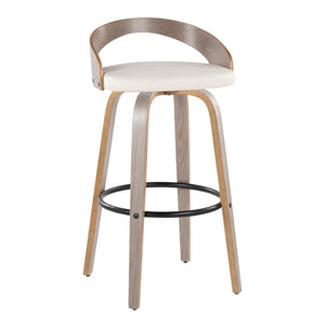 English Elm Barstool Set of 2 Swivel Faux Leather Seats Bentwood Frame for Kitchen Island B202S01910