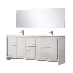 English Elm White Double Bath Vanity Set With Quartz Top, Chrome Faucet, Full-Width Mirror & Ample Storage Space B2731S01773-GIGA