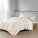 Madison Park Cambria Casual Oversized Down Alternative Blanket with Satin Trim MP51-2600 Ivory