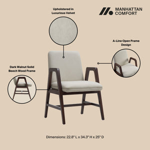 English Elm Stella Sculptural Wood Velvet Armchair in Graphite with Dark Walnut Frame, Luxe Upholstery, Durable Design Champagne B365P397796