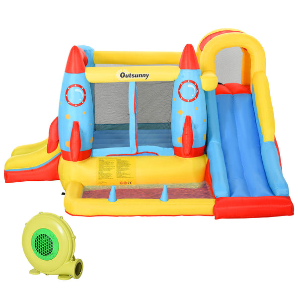 English Elm Outsunny 4in1 Backyard Inflatable Bounce Castle with Dual Slides and Splash Pool W2225P200472