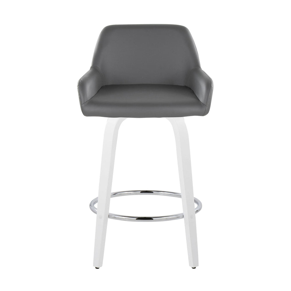 English Elm Fixed-height Swivel Counter Stools with Faux Leather Seats and Chrome Footrest Set of 2 Grey B202S01816