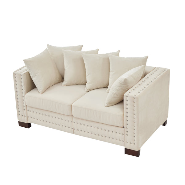 English Elm Modern Velvet Loveseat With Square Armrests & Silver Nailhead Trim - Stylish Storage & Comfort! W1097S00181