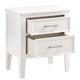 English Elm Madsin White 2-Drawer Nightstand With Chamfered Legs