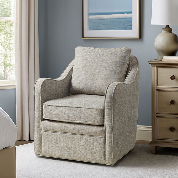 JLA Home Madison Park - Upholstered Curved Armchair with 360° Swivel, Plush High-Density Foam Seat, Durable Textured Fabric Finish MP103-0985