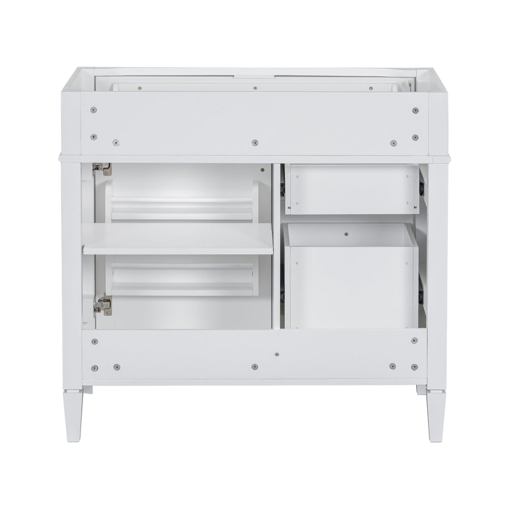 English Elm 36'' Bathroom Vanity Cabinet - Modern Storage Solution With 2 Drawers, Tip-Out Drawer, Solid Wood Frame N710P256582K