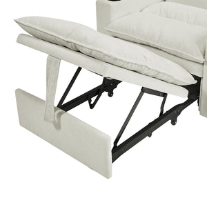 English Elm Sleeper 3-in-1 Convertible Sofa Chair Bed with Lychee Velvet, Adjustable Recline & Cup Holder Beige W1117P265773