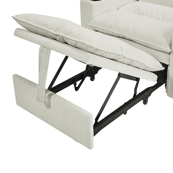 English Elm Sleeper 3-in-1 Convertible Sofa Chair Bed with Lychee Velvet, Adjustable Recline & Cup Holder Beige W1117P265773
