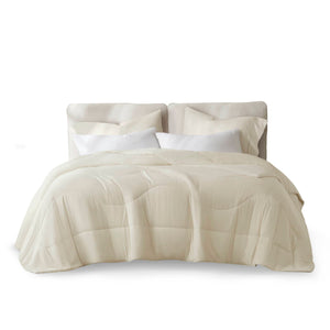 JLA Home Harbor House - Reversible Tencel comforter with breathable moisture-wicking fill, sculptural weave, year-round luxury Ivory HHD10-1929