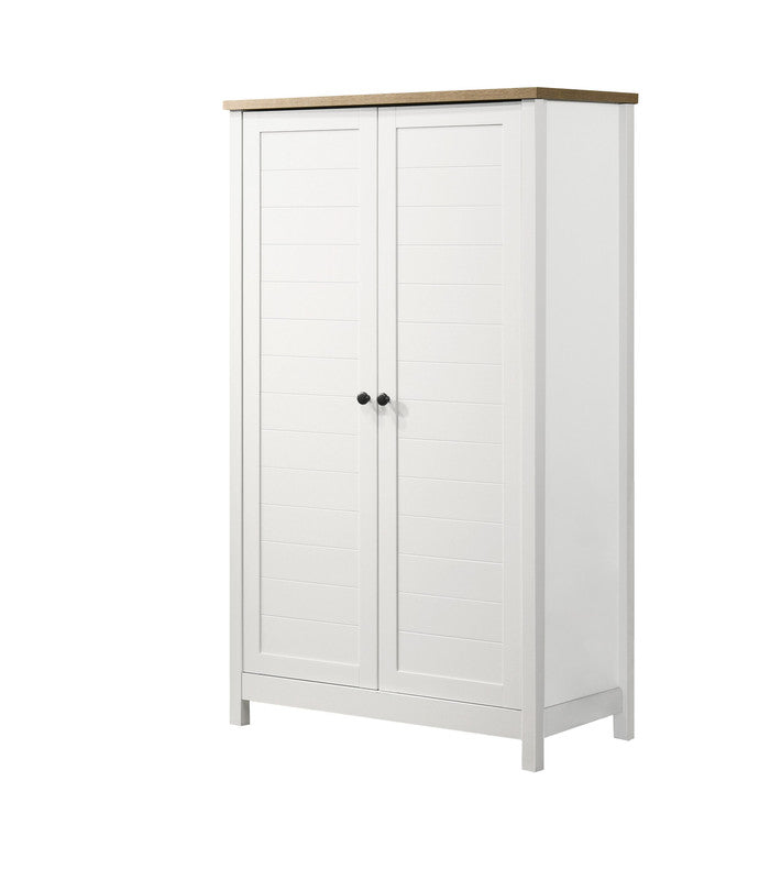 English Elm Clara Farmhouse Storage Cabinet White Oak Slatted Panel Doors Adjustable Shelves B2749P413238
