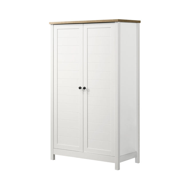 English Elm Clara Farmhouse Storage Cabinet White Oak Slatted Panel Doors Adjustable Shelves B2749P413238